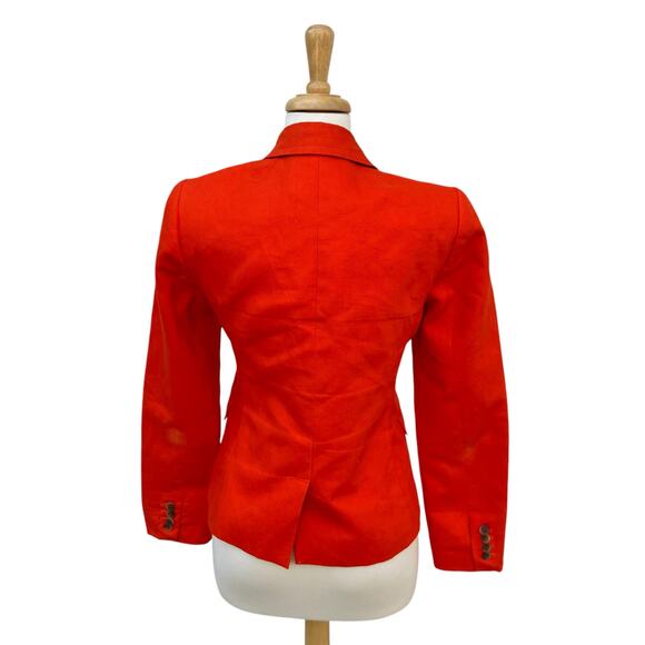 J. Crew Schoolboy Linen Blend Blazer Sz 6 Orange Lined Academia Careerwear - Picture 9 of 16